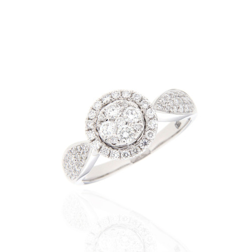 Round Diamond Halo Galaxy Ring