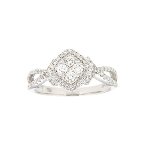 Square Halo Pave Diamond Engagement Ring