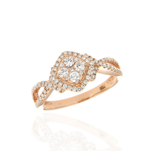 Square Halo Pave Diamond Engagement Ring