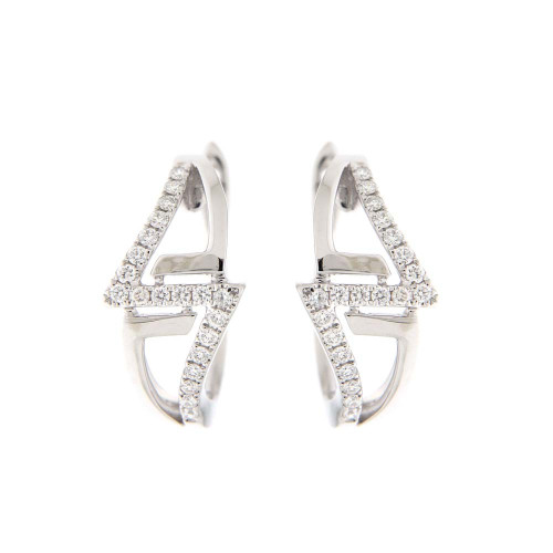 Diamond Duet Triangle Earring in White Gold