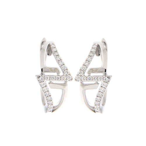 Diamond Duet Triangle Earring in White Gold