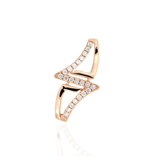 Diamond Duet Triangle Pendant in Rose Gold