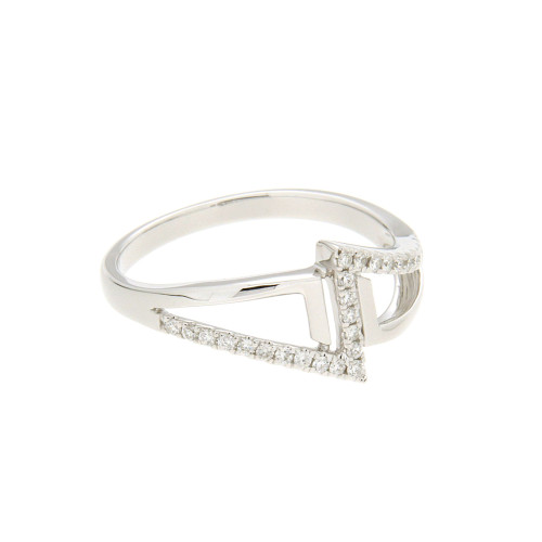 Diamond Duet Triangle Ring in White Gold