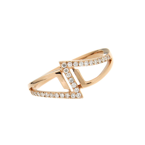 Diamond Duet Triangle Ring in Rose Gold