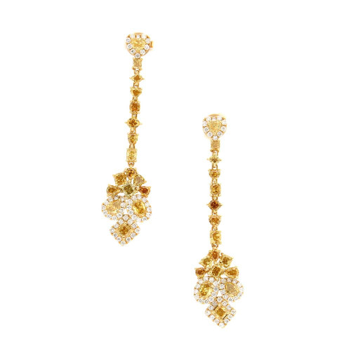 Enchanting Yellow and White Diamond Drop Earrings