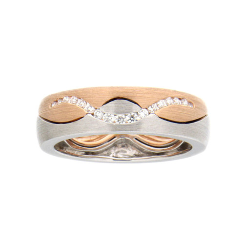 Diamond Wave Brushed Wedding Band