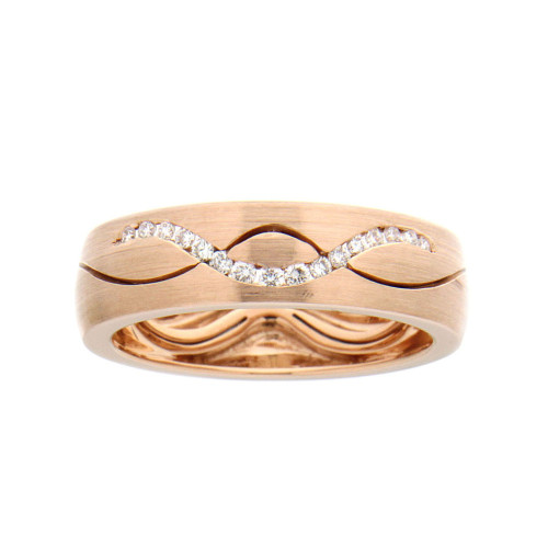 Diamond Wave Brushed Wedding Band