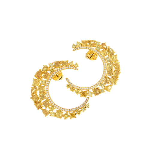 Crescent Moon Yellow Diamond Earrings