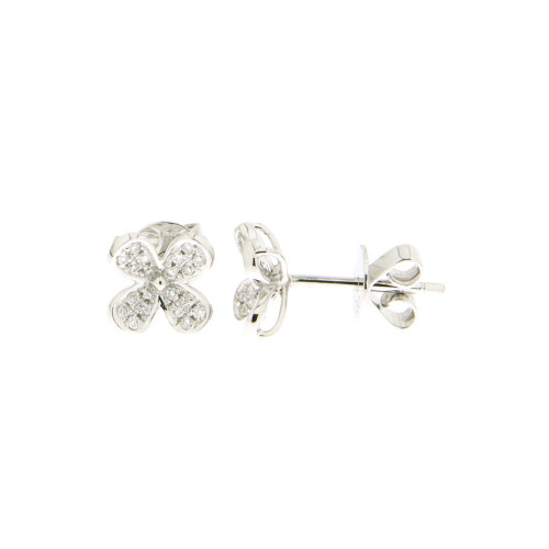 Dainty Daisy White Gold & Diamond Stud Earring In 18K