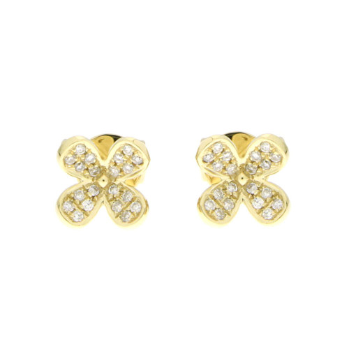 Dainty Daisy Yellow Gold & Diamond Stud Earring In 18K