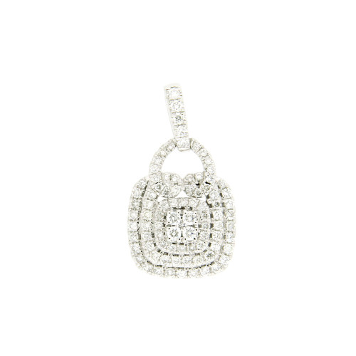 Triple Line Halo Gold Diamond Pendant