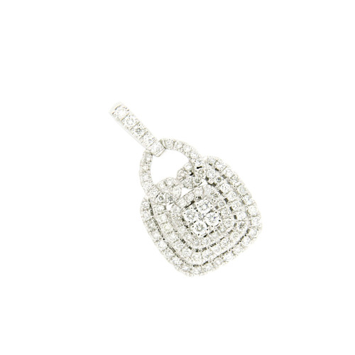 Triple Line Halo Gold Diamond Pendant