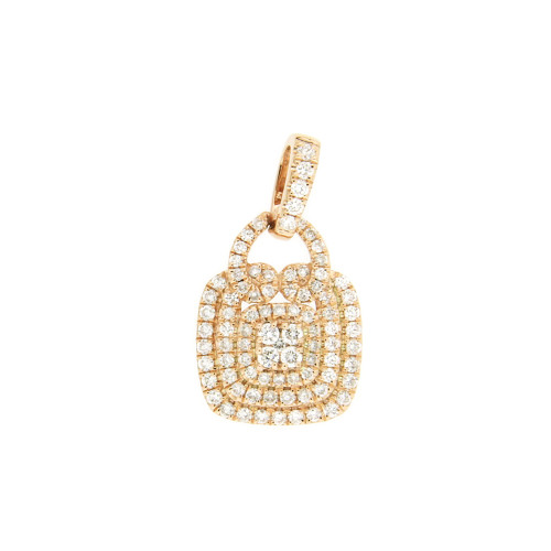 Triple Line Halo Gold Diamond Pendant