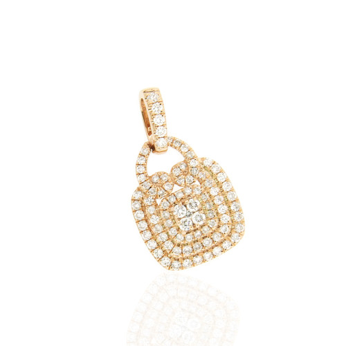 Triple Line Halo Gold Diamond Pendant