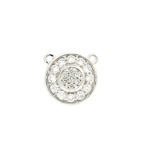 Double Wheel Pendant In White Gold & Diamond