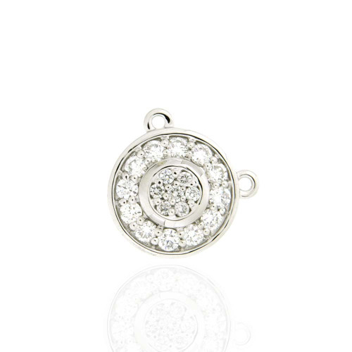 Double Wheel Pendant In White Gold & Diamond