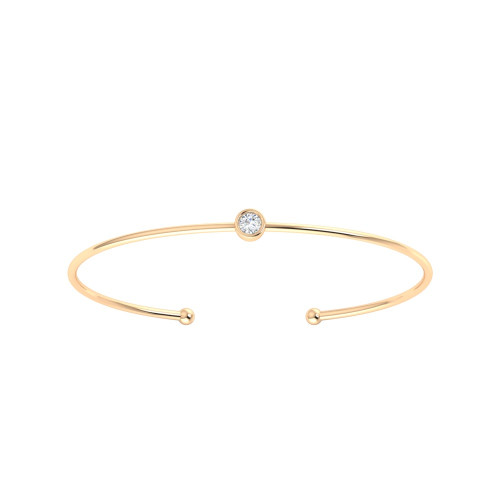 Bezel Set Diamond & Gold Cuff