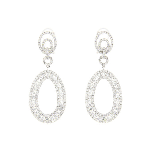 Renaissance Diamond Oval Double Drop Earrings