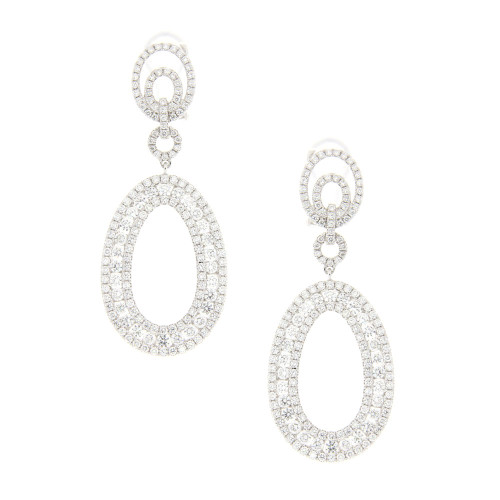 Renaissance Diamond Oval Double Drop Earrings