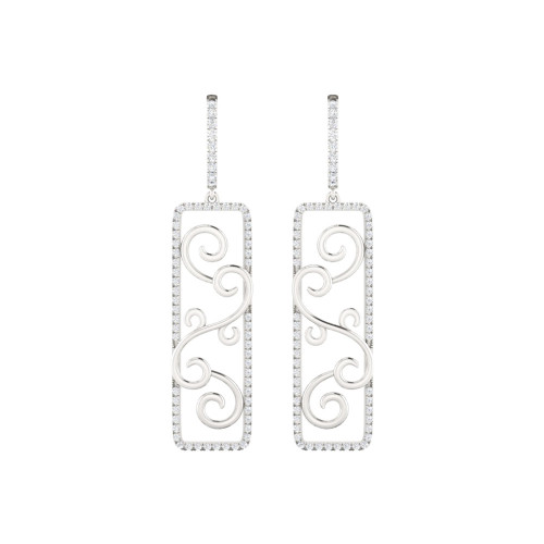 Rectangle Trellis Diamond Earrings