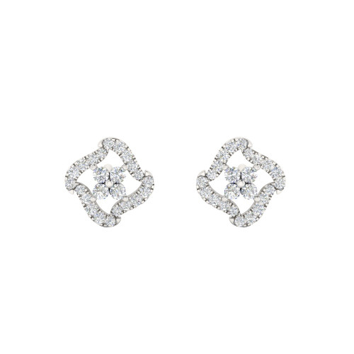 Floral Square Diamond Earring