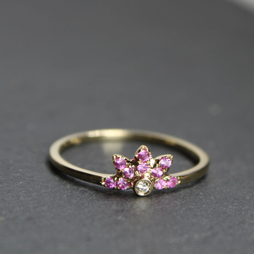 Floral Tiara Pink Sapphire Ring