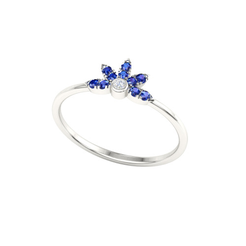 Floral Tiara Blue Sapphire Ring