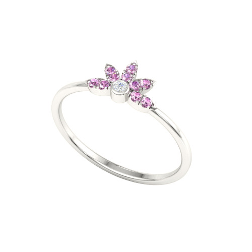 Floral Tiara Pink Sapphire Ring