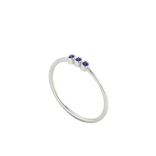 Triple Blue Sapphire Dot Ring