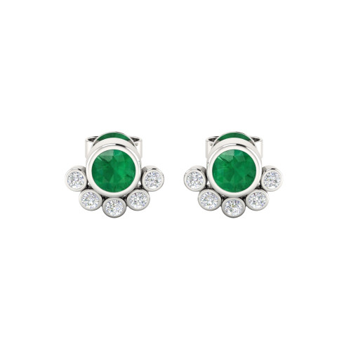 Emerald and Diamonds Studs