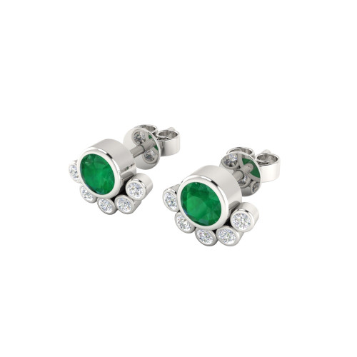 Emerald and Diamonds Studs