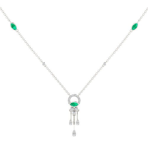 Round Chandelier Drop Diamond Necklace