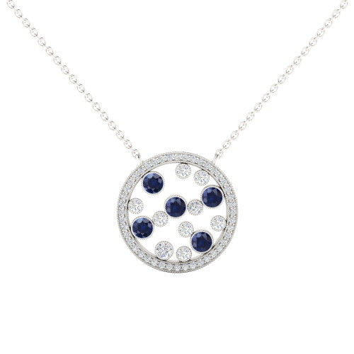 Floating Diamond and Sapphire Necklace