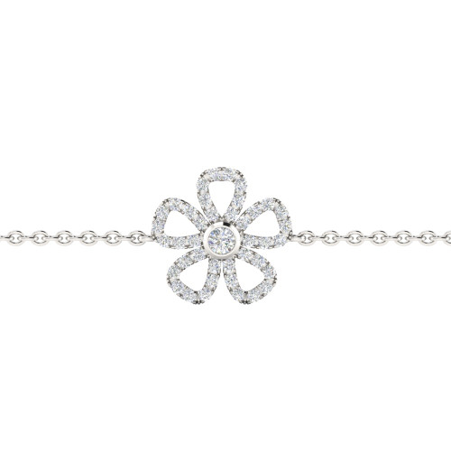 Petite Diamond and Gold Diasy Flower Bracelet