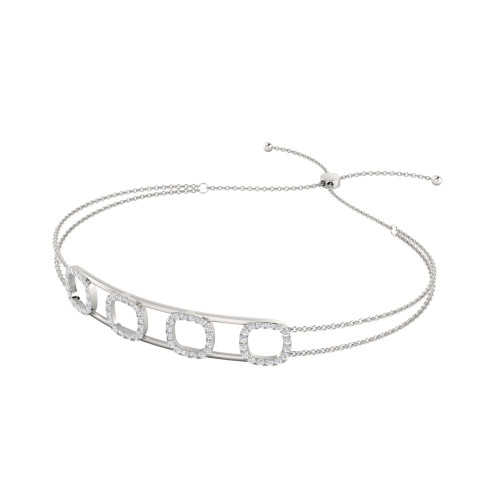 Parallel Line and Diamond Square Bracelet