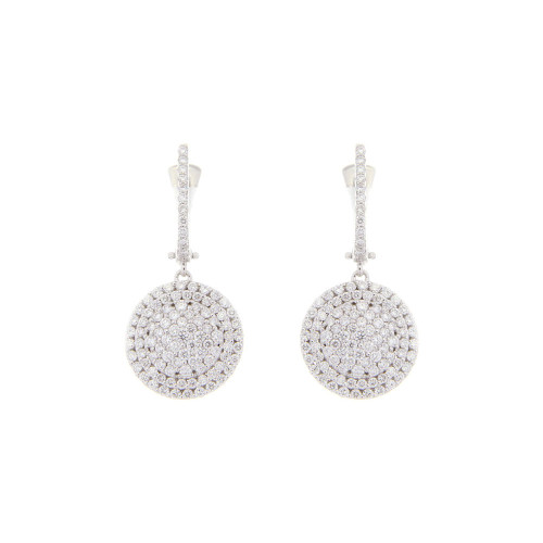 Double Halo Cluster Diamond Drop Earrings