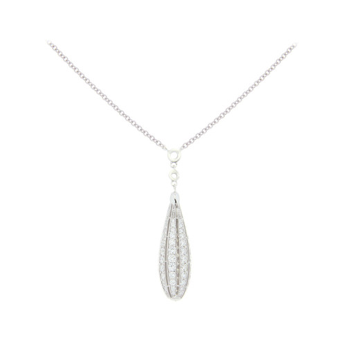 Diamond Pin Ball Necklace In White Gold 18K