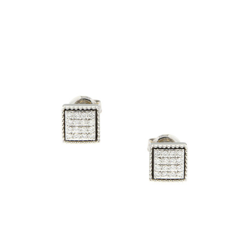 Diamond Cushion Stud Earrings 18K