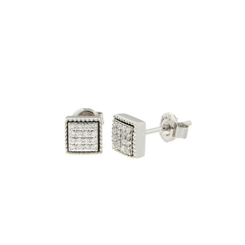 Diamond Cushion Stud Earrings 18K