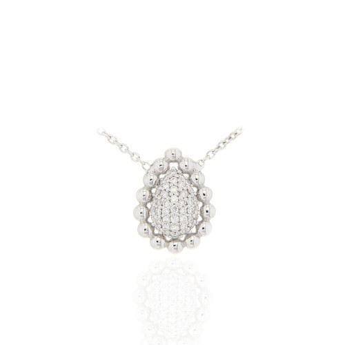 Tear Drop Mini Diamond Halo Necklace 18K