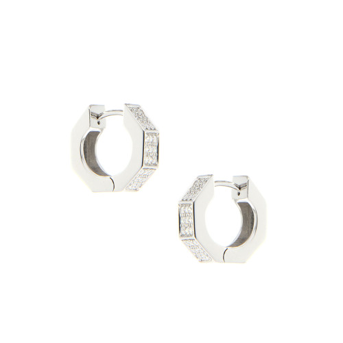 Eight Facet Diamond Earrings In 18K White Gold