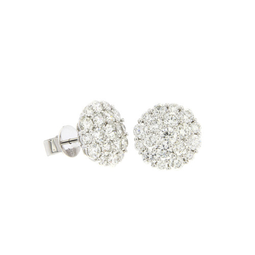 Simply Beatuiful Diamond Cluster Stud Earrings In 18K Gold