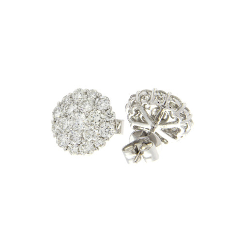 Simply Beatuiful Diamond Cluster Stud Earrings In 18K Gold