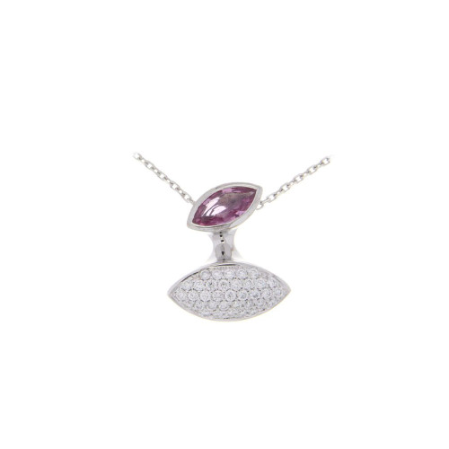 Fashionable Necklace In Pink Sapphire, Diamonds And Gold