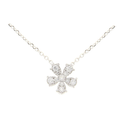 Dainty Daisy Diamond & White Gold Necklace In Pave Setting