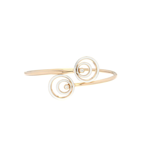 Triple Circle Diamond And Gold Open Bangle