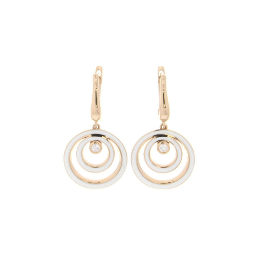 Triple Circle Diamond And Gold Open Earrings