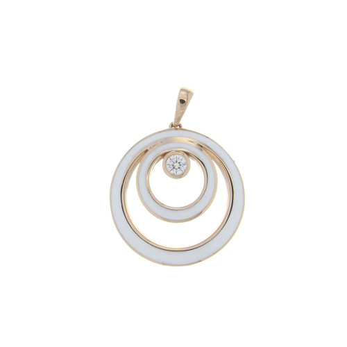 Triple Circle Diamond And Gold Pendant