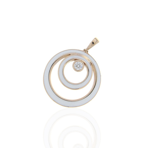 Triple Circle Diamond And Gold Pendant