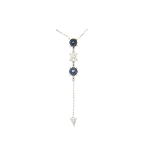 Minimalistic Gold Diamond And Sapphire Necklace